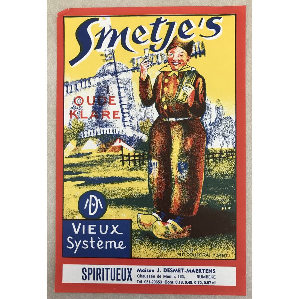 Vtg Dutch Smetjes Oude Klare Vieux Rumbeke Desmet-Maertens Belgian Wine Label